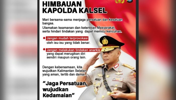 Kapolda Kalsel Ajak Masyarakat Jaga Persatuan dan Kedamaian